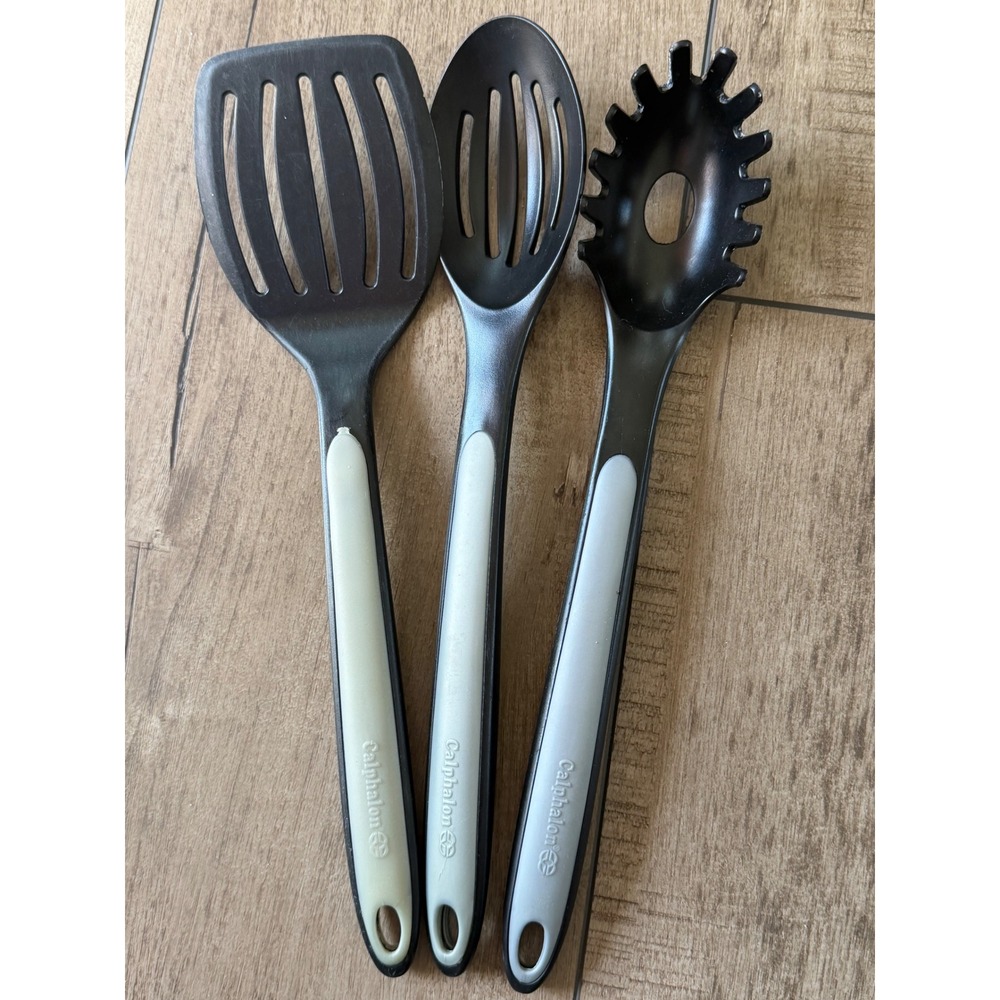 Calphalon Kitchen Utensil Set 3 Piece Slotted Spatula Spoon Pasta Server